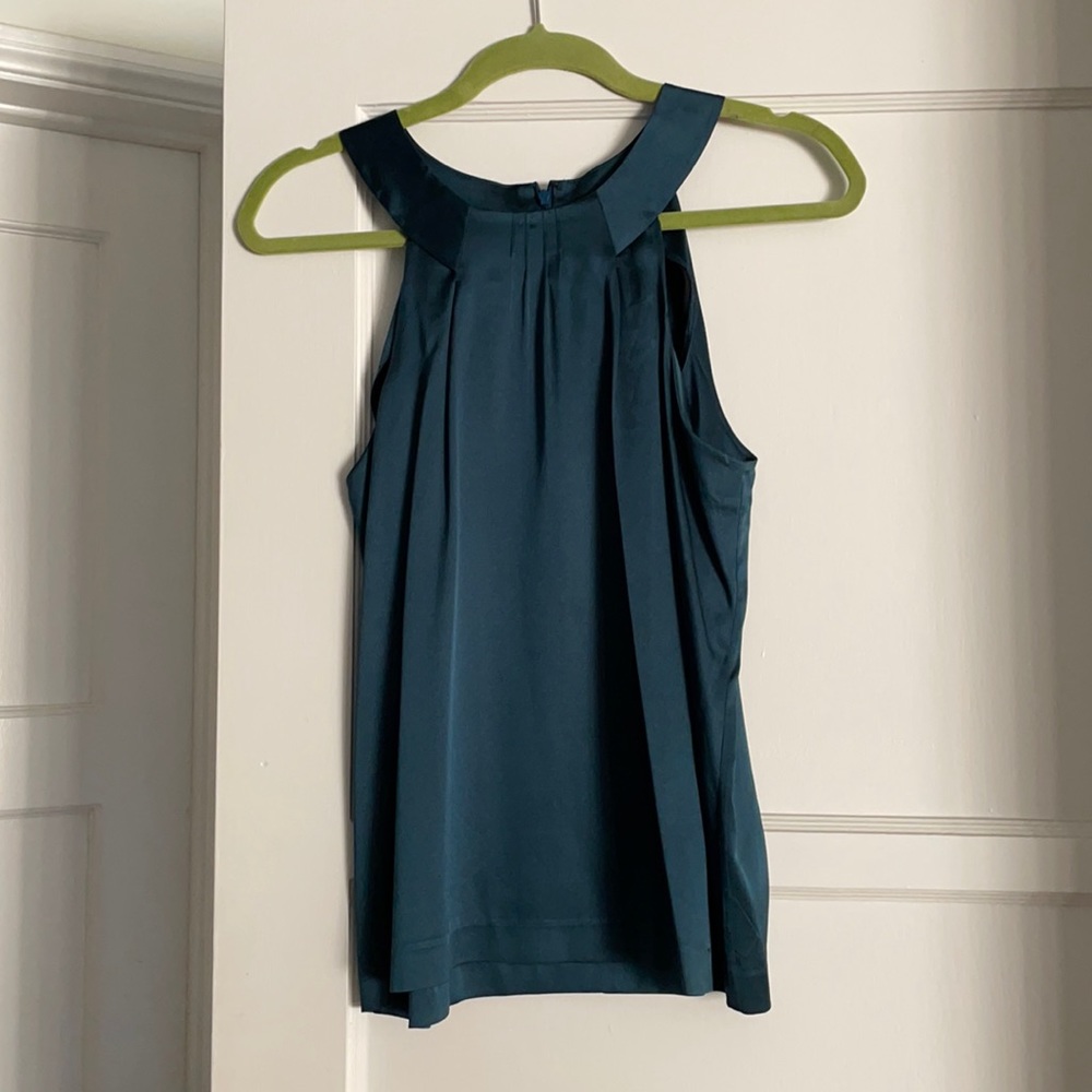 Theory Silk Morisa Tank/Blouse in Peacock Green